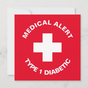 Personalized Medical Alert Diabetic Red Thank You Card
