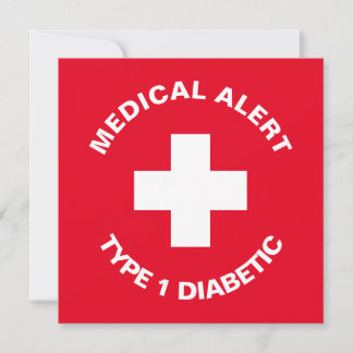 Personalized Medical Alert  Diabetic Red  Thank You Card