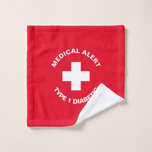 Personalized Medical Alert  Diabetic Red  Wash Cloth