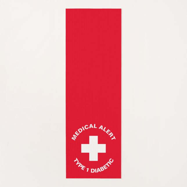 Personalized Medical Alert  Diabetic Red  Yoga Mat (Front)