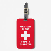 Personalized Medical Alert Diabetic Type 1 Luggage Luggage Tag