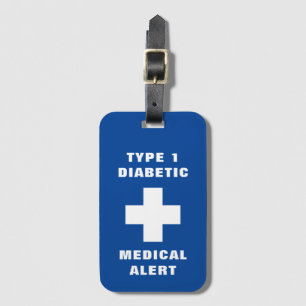 Personalized Medical Alert Diabetic Type 1 Luggage Tag