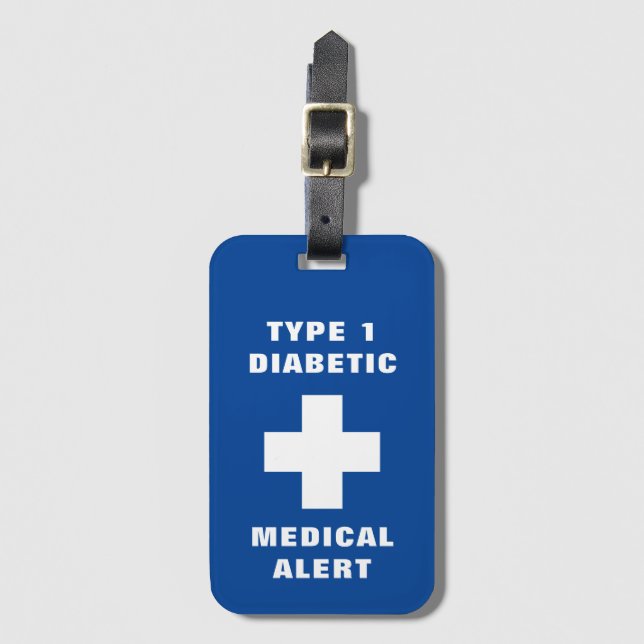 Personalized Medical Alert Diabetic Type 1  Luggage Tag (Front Vertical)