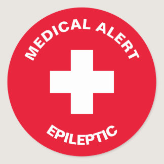 Personalized Medical Alert Epileptic Red Classic R Classic Round Sticker