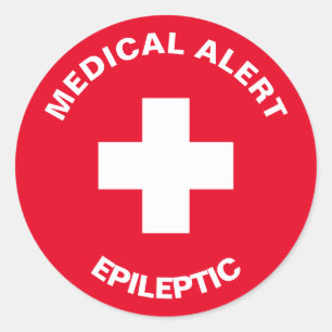 Personalized Medical Alert Epileptic Red Classic R Round Sticker