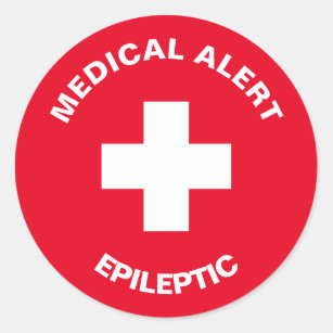 Personalized Medical Alert Epileptic Red Classic Round Sticker