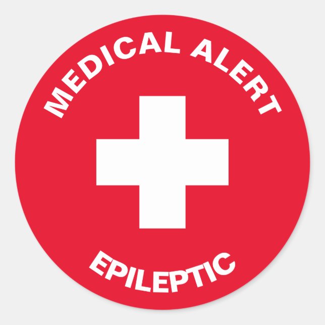 Personalized Medical Alert Epileptic Red Classic Round Sticker (Front)