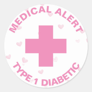 Personalized Medical Alert Insulin Diabetic Cute Classic Round Sticker