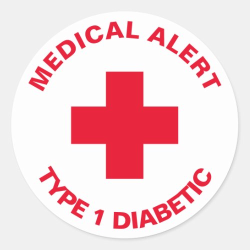 Personalized Medical Alert Insulin Diabetic Red Classic Round Sticker