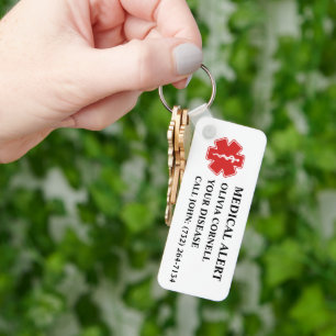 Personalized Medical Alert Medical Information ID Keychain