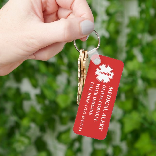 Personalized Medical Alert Medical Information ID Keychain (Hand)
