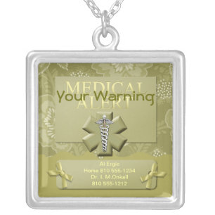 Personalized Medical Alert Silver Plated Necklace