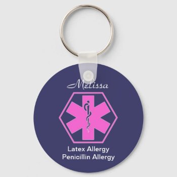 Personalized Medical Allergy Alert Keychains by Gigglesandgrins at Zazzle