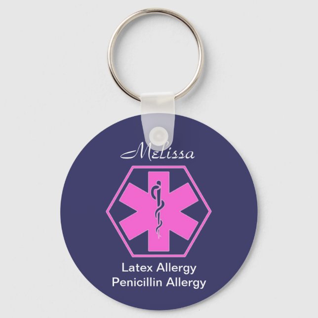 Personalized Medical allergy alert keychains (Front)