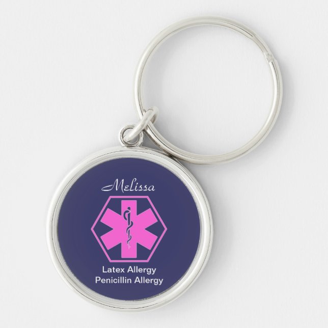 Personalized Medical allergy alert keychains (Front)