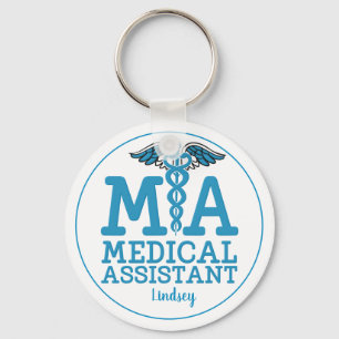 Personalized Medical Assistant Blue Keychain