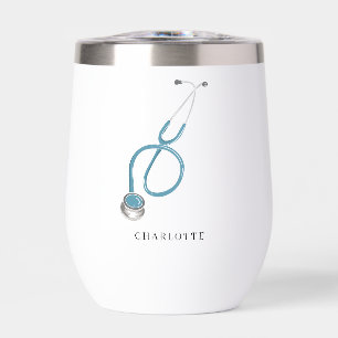 Personalized Medical Assistant Stethoscope Name Thermal Wine Tumbler