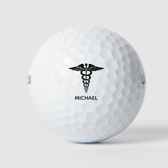 Personalized Medical Caduceus Golf Balls (Front)