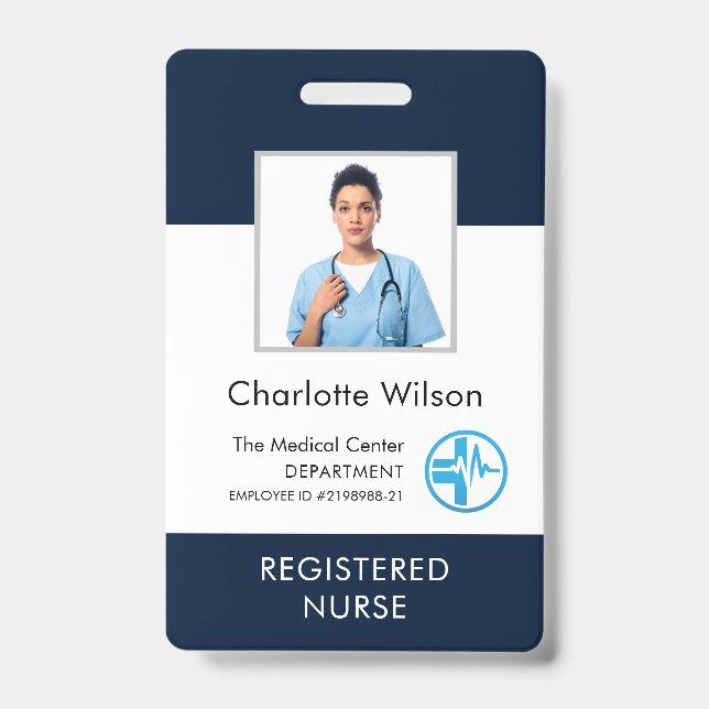 Personalized Medical Centre Logo Employee Photo ID Badge (Front)