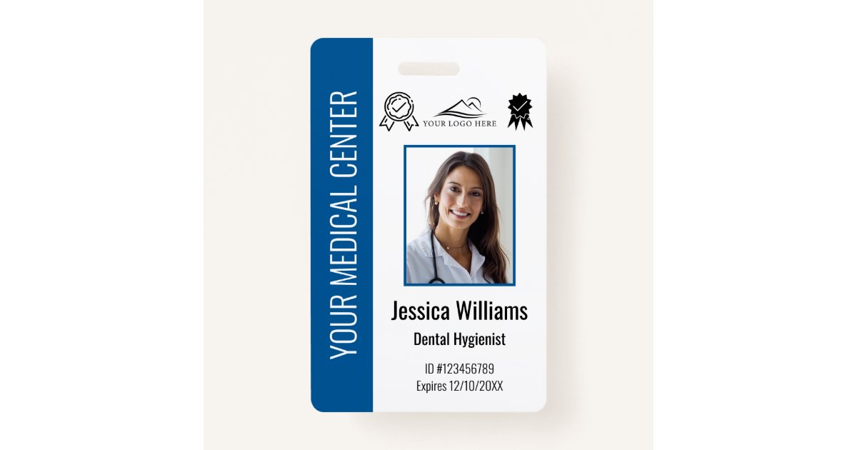 Personalized Medical Certified Employee Blue ID Badge Zazzle