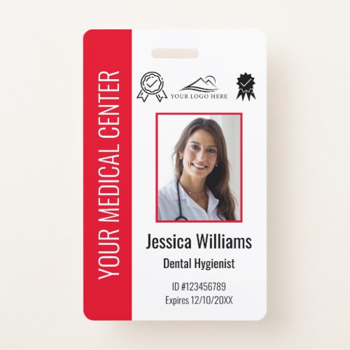 Personalized Medical Certified Employee Red ID Badge