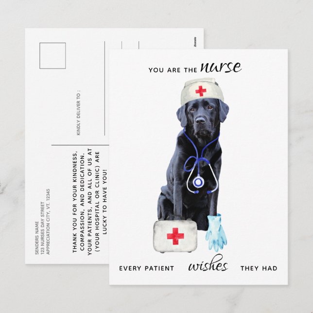 Personalized Medical Cute Nursing Dog Nurses Day Holiday Postcard (Front/Back)