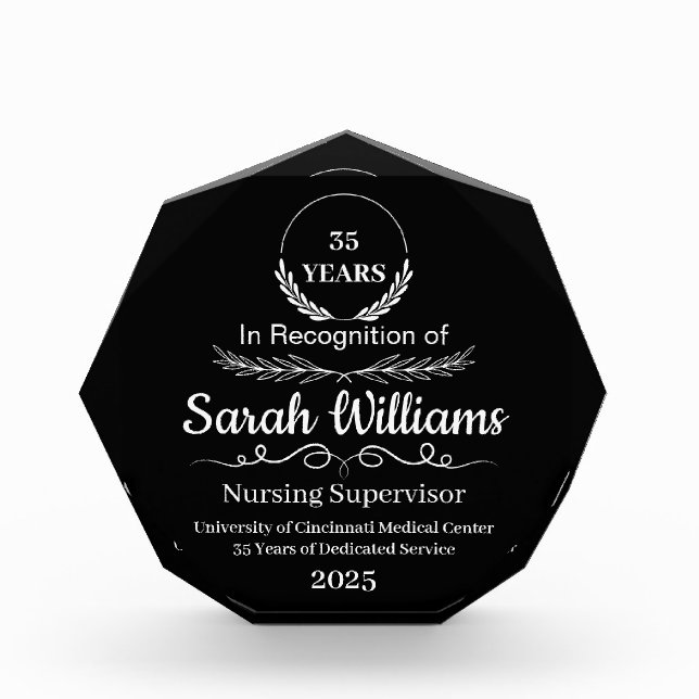 Personalized Medical Employee Appreciation Acrylic Award (Front)