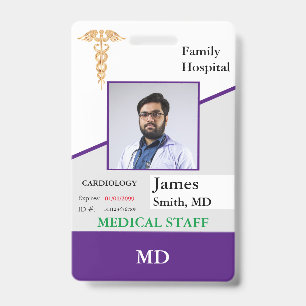 Personalized Medical Employee ID Badge + Barcode