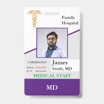 Personalized Medical Employee ID Badge + Barcode