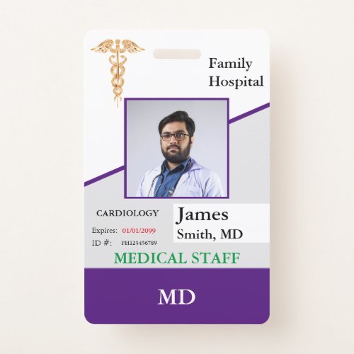 Personalized Medical Employee ID Badge  Barcode