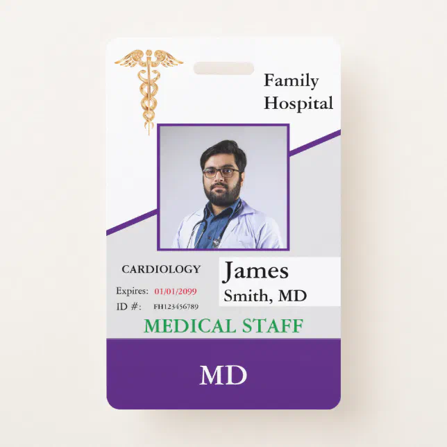 Personalized Medical Employee ID Badge + Barcode | Zazzle