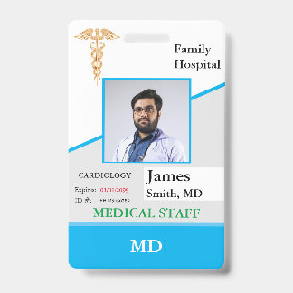 Personalized Medical Employee ID Badge + Barcode