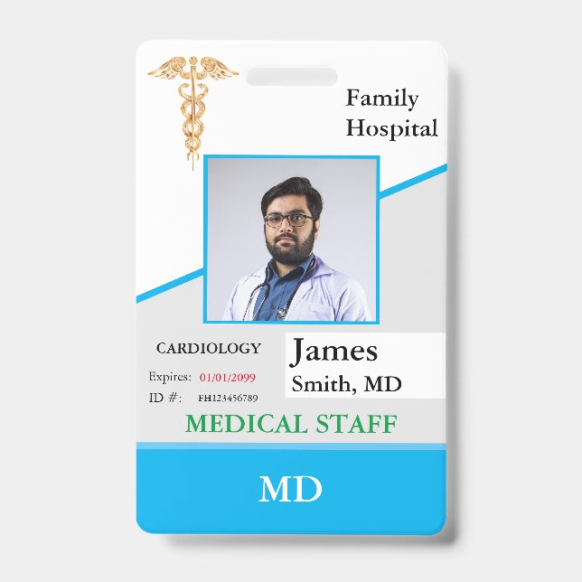 Personalized Medical Employee ID Badge + Barcode (Front)