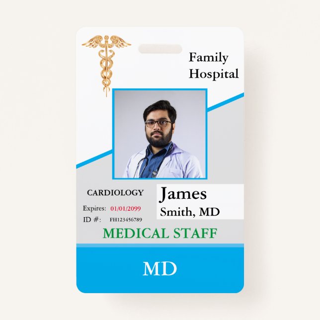 Personalized Medical Employee ID Badge + Barcode (Front)