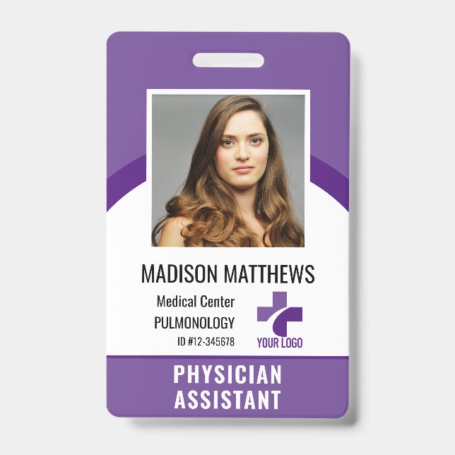 Personalized Medical Employee Logo & Photo ID Badge (Front)