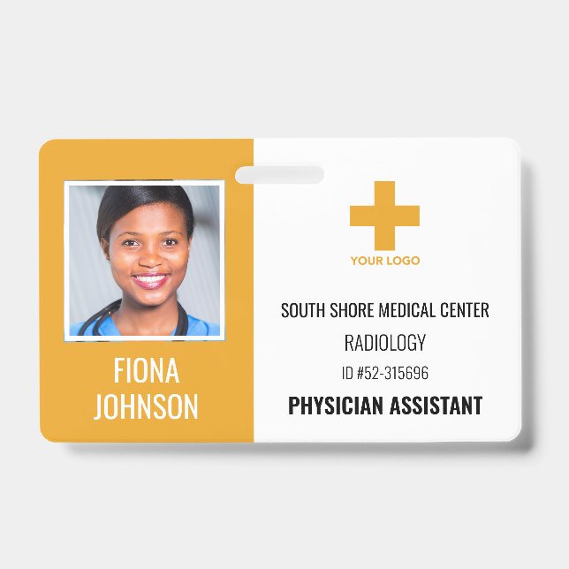 Personalized Medical Employee Logo Photo ID Badge (Front)