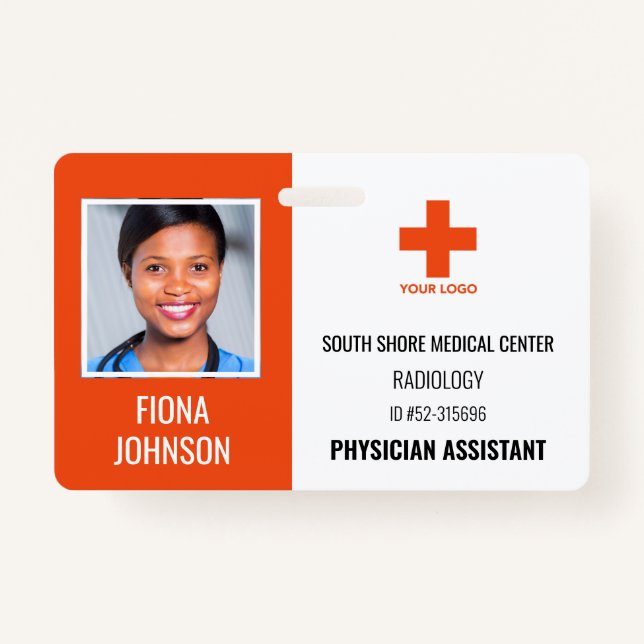Personalized Medical Employee Logo Photo ID Badge (Front)
