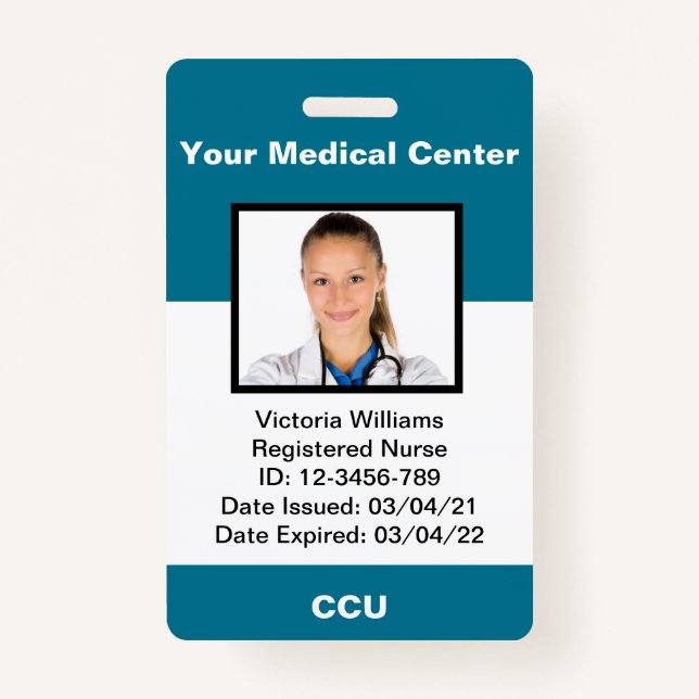Personalized Medical Employee Photo ID Badge (Front)
