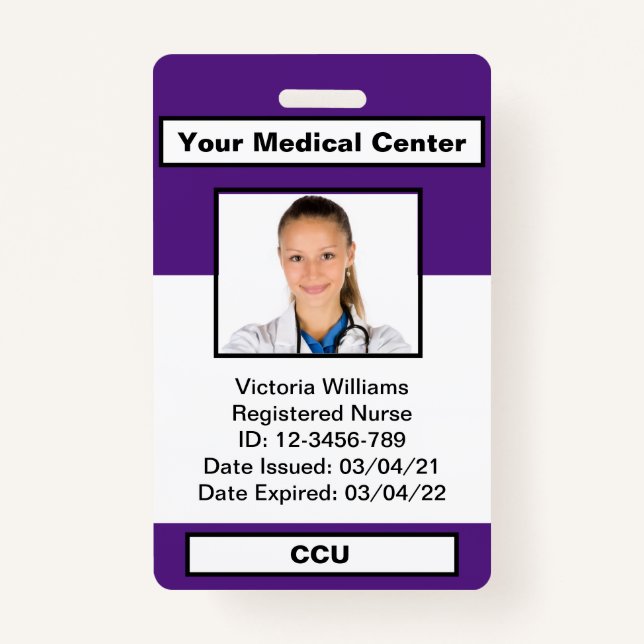 Personalized Medical Employee Photo ID Badge (Front)