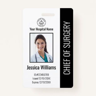 Personalized Medical Employee Photo ID Black Badge