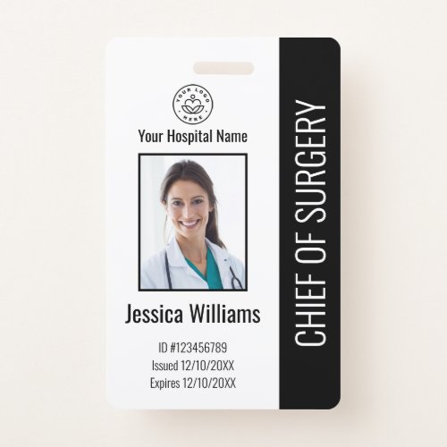 Personalized Medical Employee Photo ID Black Badge