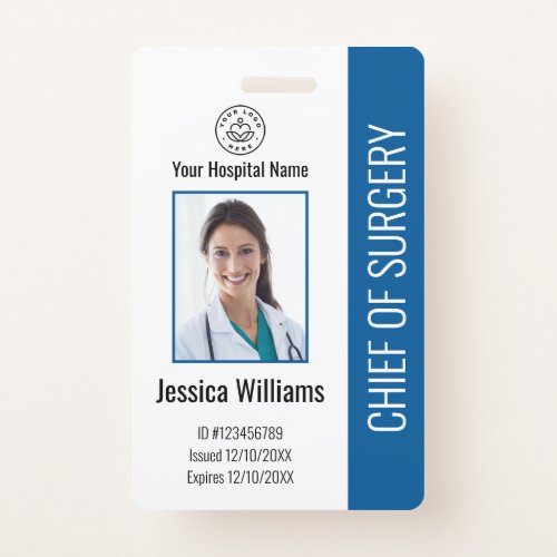 Personalized Medical Employee Photo ID Blue Badge