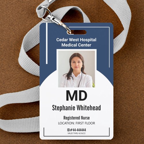 Personalized Medical Employee Photo ID Navy Badge