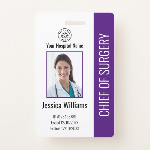 Personalized Medical Employee Photo ID Purple Badge