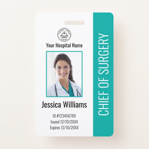 Personalized Medical Employee Photo ID Teal Badge