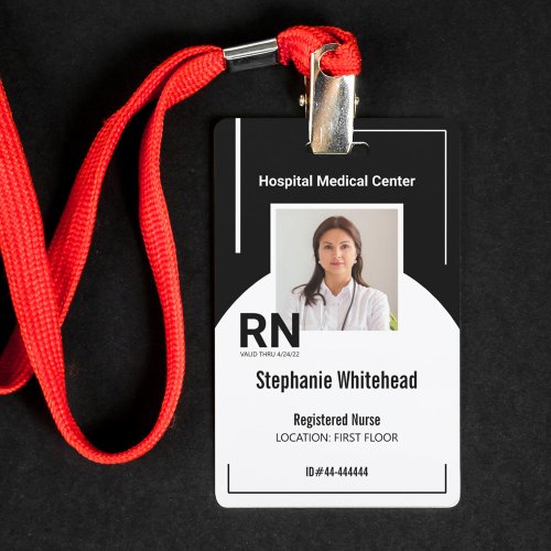 Personalized Medical Personnel Photo ID Black Badge
