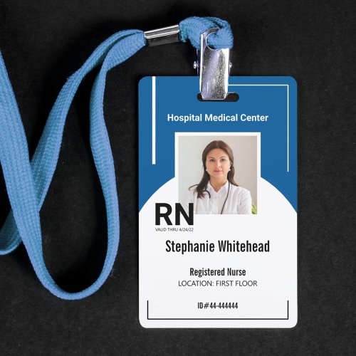 Personalized Medical Personnel Photo ID Royal Blue Badge