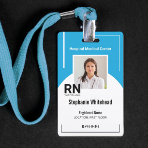 Personalized Medical Personnel Photo ID Turquoise Badge