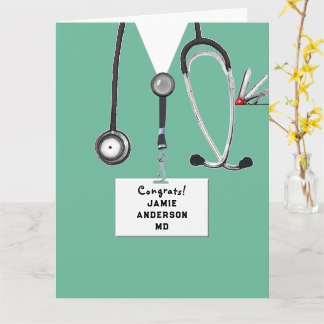 Personalized Medical School Grad Card (Yellow Flower)