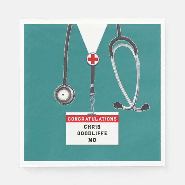 Personalized Medical School Graduation Party Napki Napkins (Front)